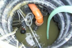 inside view of the septic system during cleaning
