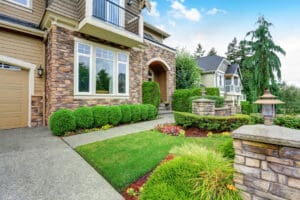 Exterior of beautiful home featuring a nice lawn.